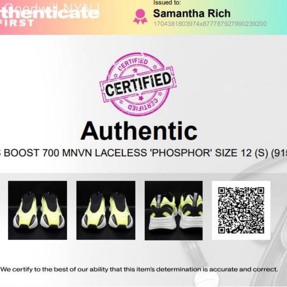NIB Adidas Yeezy Boost 700 MNVN Size 12 Laceless “Phosphor” - Picture 9 of 10